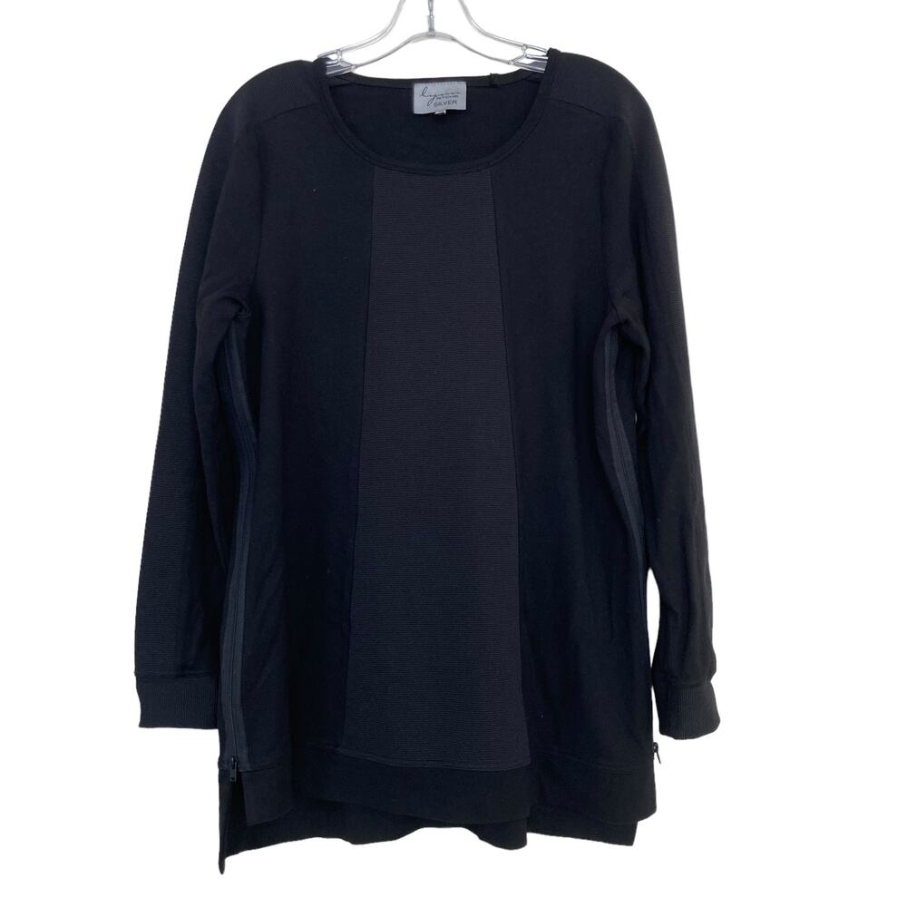 Lynn Ritchie Silver Black Zipper Detail Top Sz M